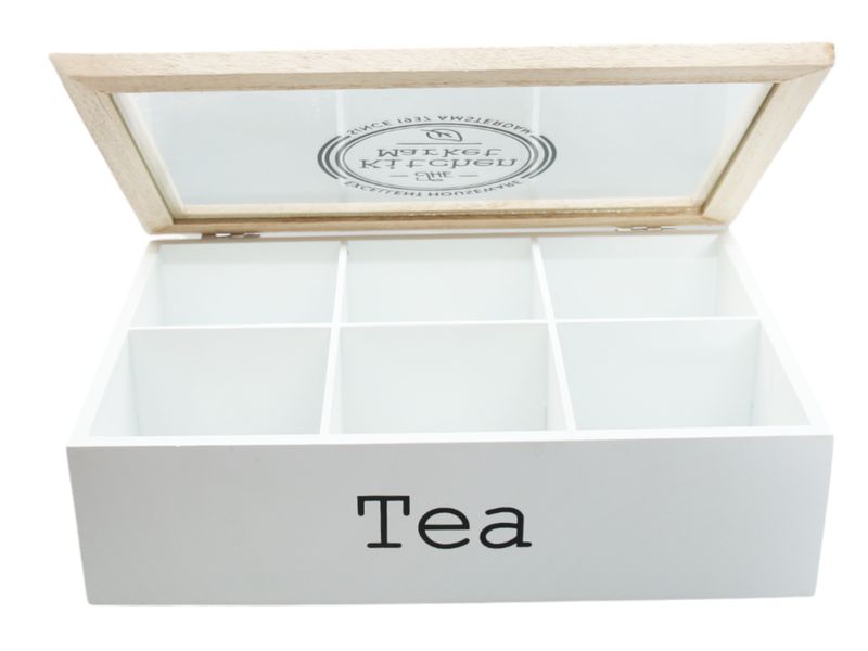 Excellent Houseware Tea Box 6 Compartments - White