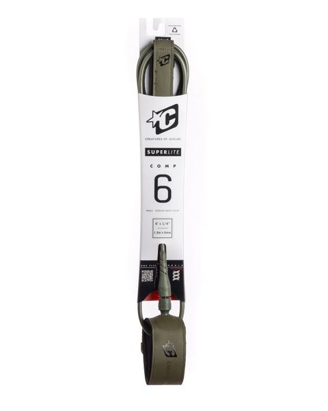 Creatures Superlite Comp 6 Surfboard Leash - Military