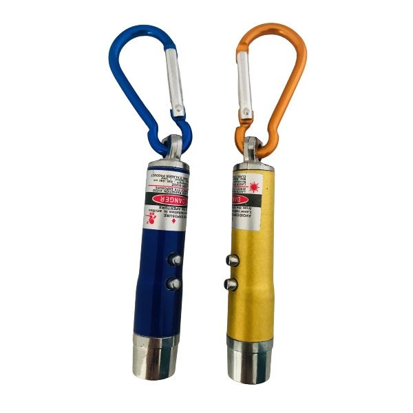 3 in 1 Laser Light Pointer Key Chain (Set of 2) Blue &amp; Silver