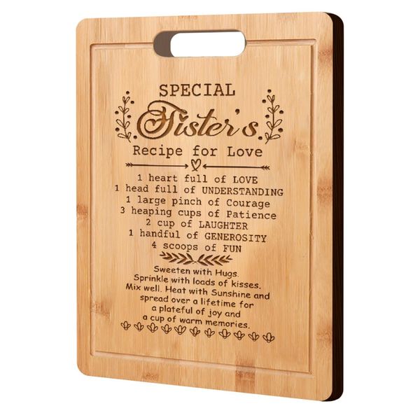 Bamboo Cutting Board Laser Engraved Sister Christmas Birthday Gifts for Her