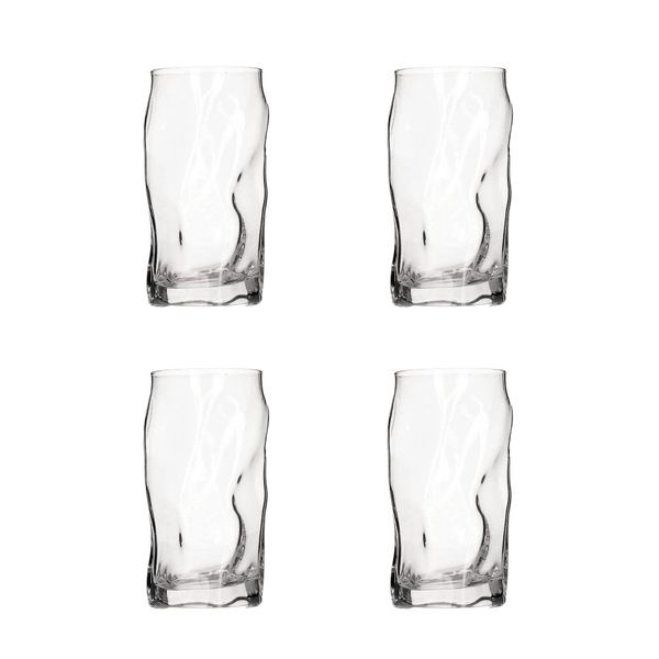 4 Pack Contemporary Irregular Twist Tall Glasses - 300ML - Transparent