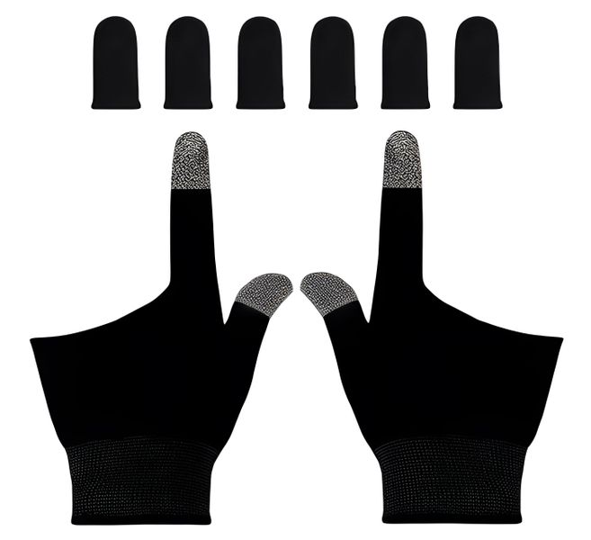Premium Gaming Gloves &amp; 6 Finger Sleeve Mobile Gamer Anti-slip Touch Screen