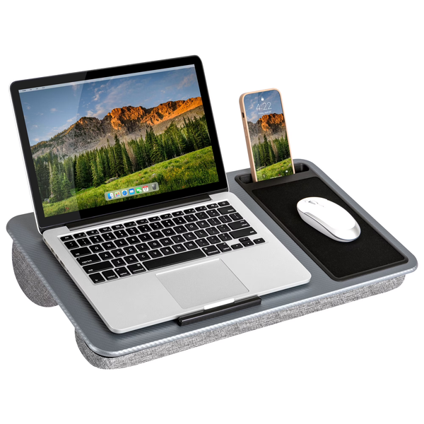 Home Office Lap Desk with Mouse Pad &amp; Phone Slot Fits 15" Laptop