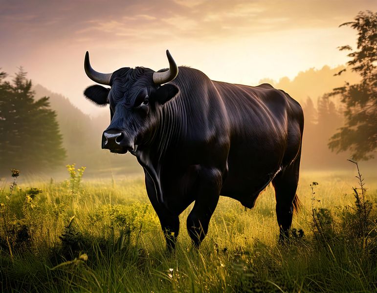 Rootedart Canvas Home Decor Wall Art - Angus Bull 1