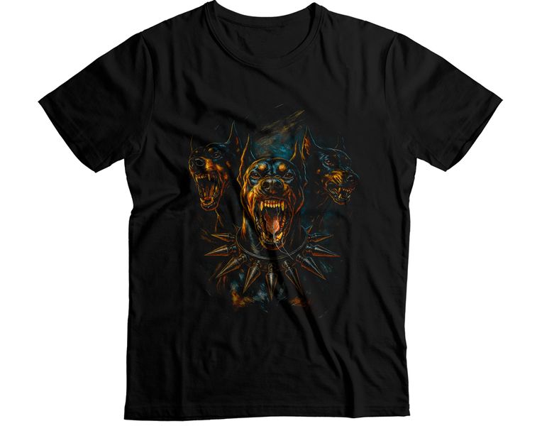 Dark Cerberus Three Head Dog Graphic T-Shirt (2)