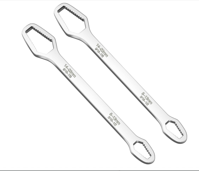 Silver Universal Wrench,8-22mm Universal Torx Wrench - 2 Piece