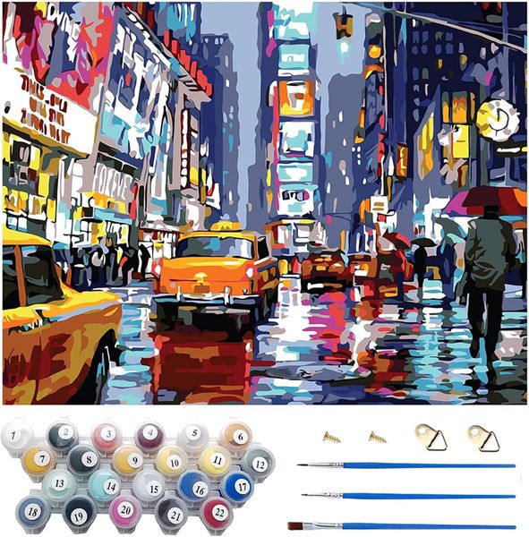 Sulfar DIY Paint by Numbers for Adults, 40x50cm Canvas Without Frame, 3Pcs