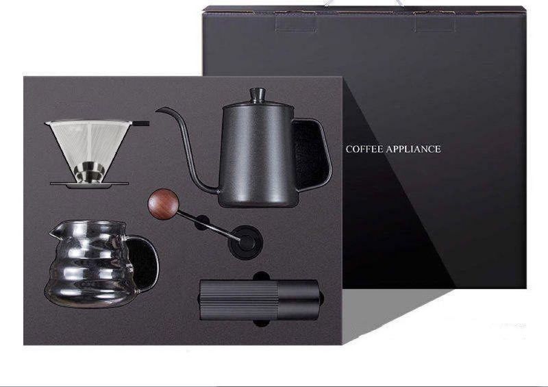 Pour Over Coffee Maker Set, Hand Drip, Coffee Kettle Grinder - 4 Pieces