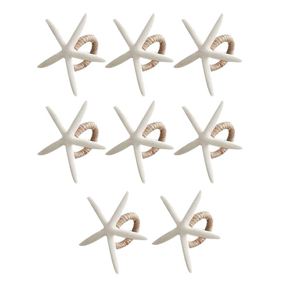 Handmade Starfish Napkin Rings, White Faux Napkin Ring- Set of 8