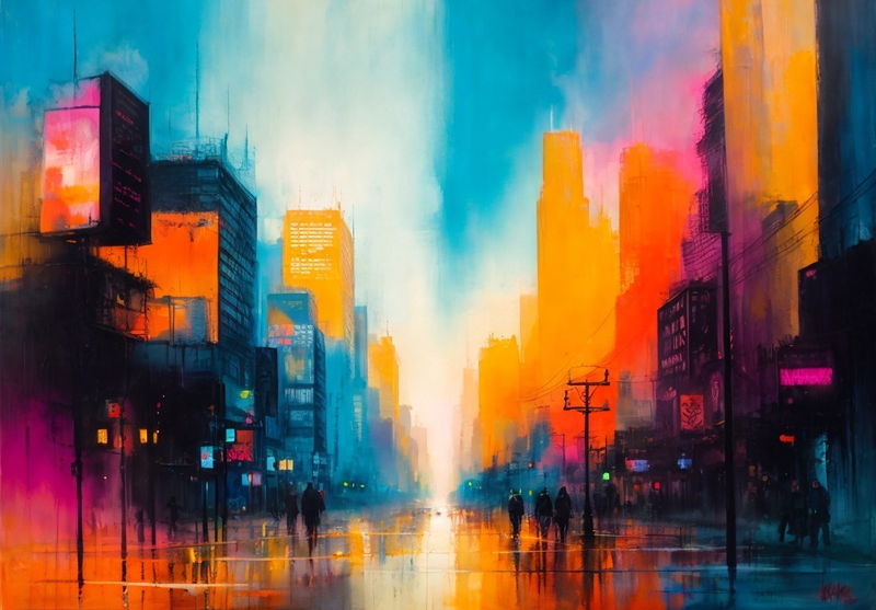 Canvas Wall Art Home Decor - Rain In The City