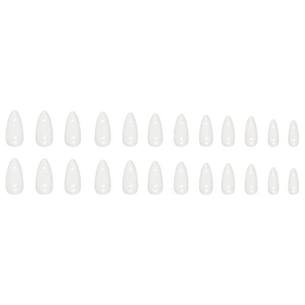 24 Pearl Shine Almond Press On Nails With Light-Reflective Finish - White