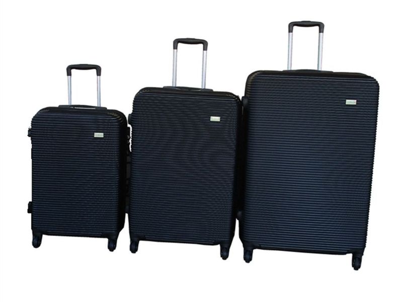 Black ABS Hardshell Luggage Set - 3-Piece, Spinner Wheels, Secure Lock.