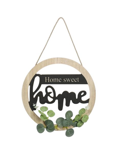 Wall Hanging, Modern Letter and Leaf Decor Round Hanging Decoration For Home