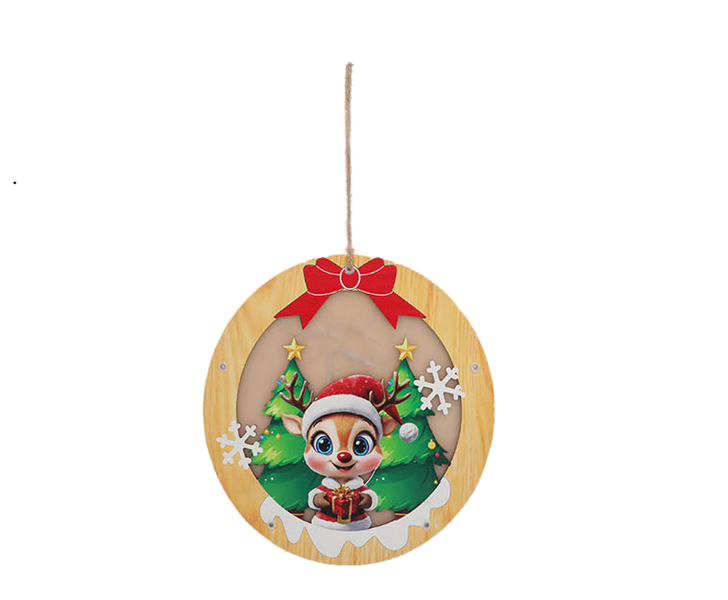 Light - Up Christmas Reindeer Wooden Hanging Ornament