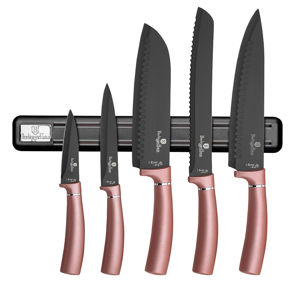 Berlinger haus 6 piece knife set with magnetic hanger i rose edition