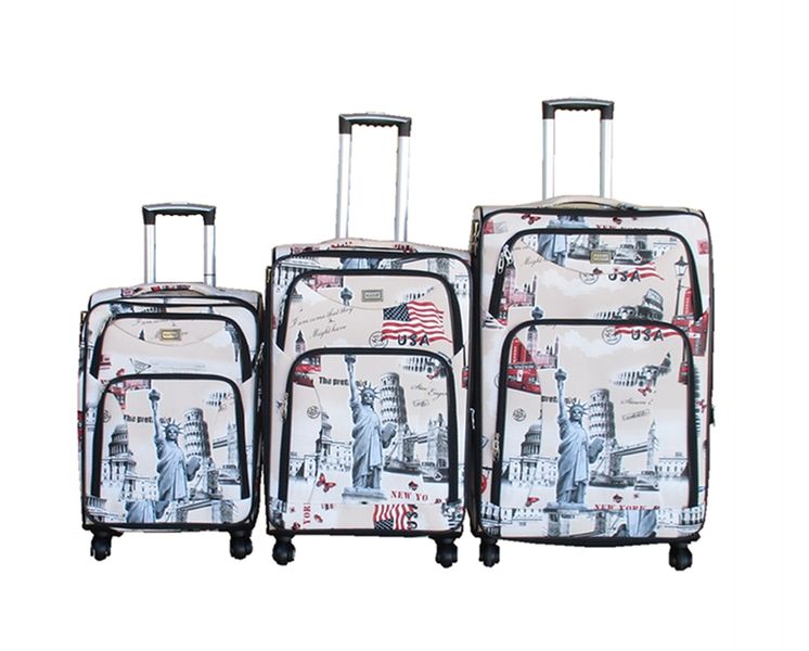 Blue Star PU Leather Expandable Trolley Luggage Set of 3 - USA Print