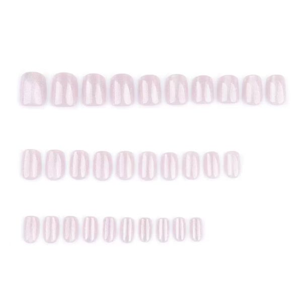 Silver Cat's Eye Press on Nails Short Square Fall Nail Art Kit