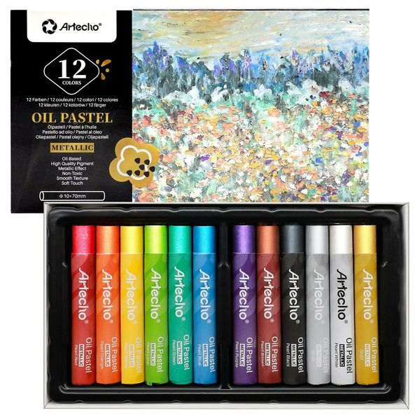 Artecho Soft Oil Pastel Set - 12 Metallic Colours