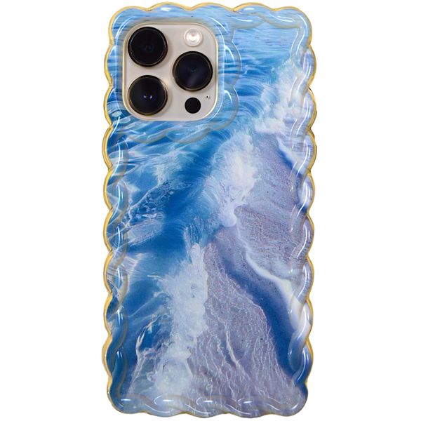 Sea Phone Case with Pleated Edge for iPhone 14 Pro