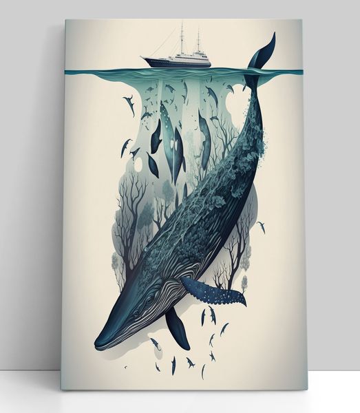 Weightless Whale, Ready-To-Hang Wall Art Canvas, 40 x 60cm (A2+)