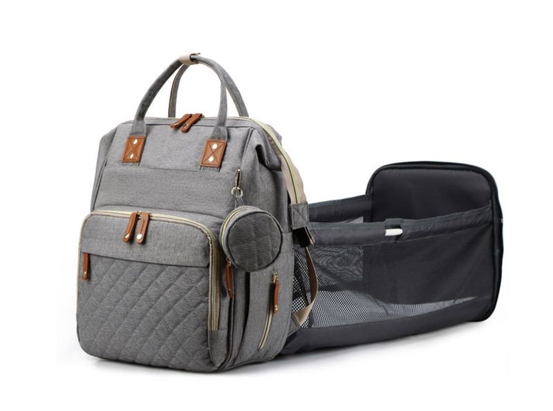 Nappy Bag With USB Charge Port And Pacifier Case Baby Bassinet Travel Bag