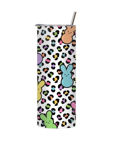 Leopard Bunny 20 Oz Tumbler with Lid Straw Easter Graphic Design Present086