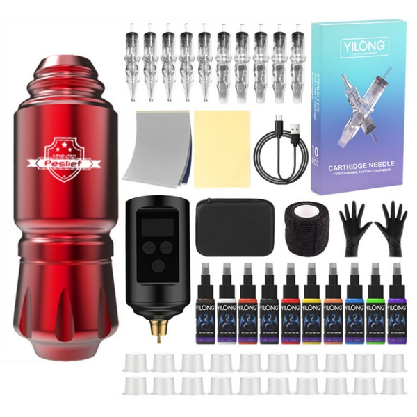 Wireless Tattoo Pen Kit, 10 Color Inks, 10 ATS Needles, Portable Power Bank