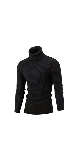 Men's Turtle Neck Knitted Roll Up Sweater/Pullover For Winter Black