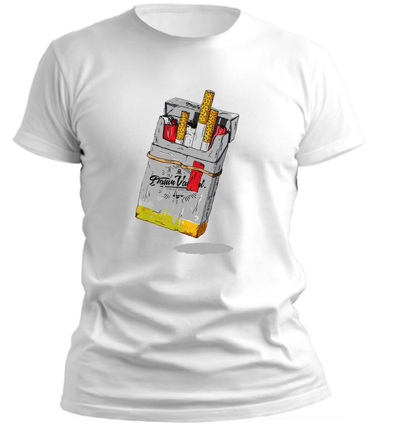 PepperSt Men's White T-Shirt - Cigaretts Illustration