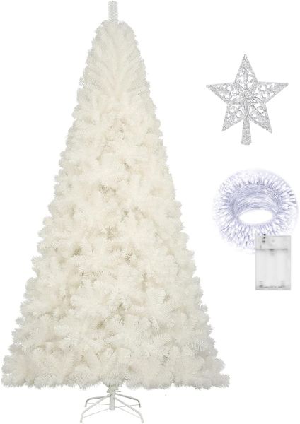 St Charles Snow White Christmas Tree with Star &amp; (DIY LIGHTS) -150cm