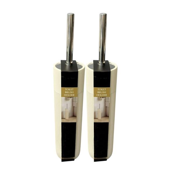 Toilet Brush and Holder Set - 8x8x30/42cm - 2 Piece - Cream/White