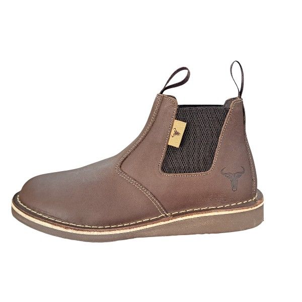 Wildebees Mens Buffalo 2 Chelsea Leather Boot Choc Brown
