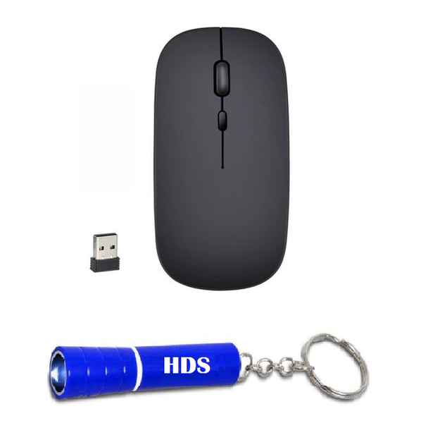 Ultra Slim Wireless Mouse 2.4 GHz Nano Receiver with HDS Branded Torch