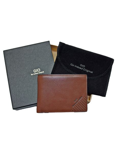 GIO-101 Full Grain Genuine Leather Bifold Card Holder Gift Wallet with Box