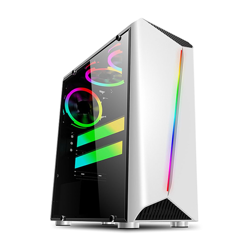 Premium White Edition Tempered Glass Atx Mid-tower Gaming Case 