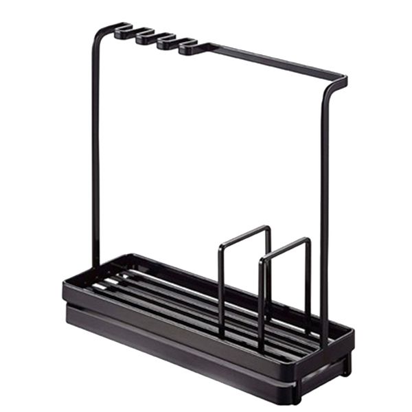 Kitchen Sink Shelf Towel Sponge Rack Brush Holder with Drain Pan