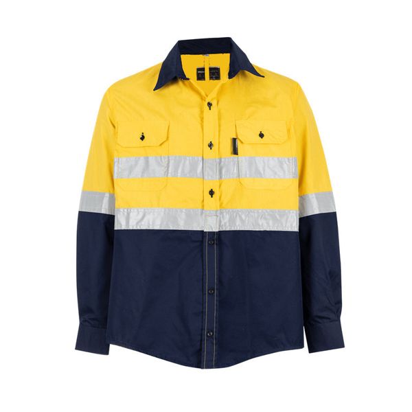 EVEREST Safety Shirt High Visibility Long Sleeve Yellow/Navy