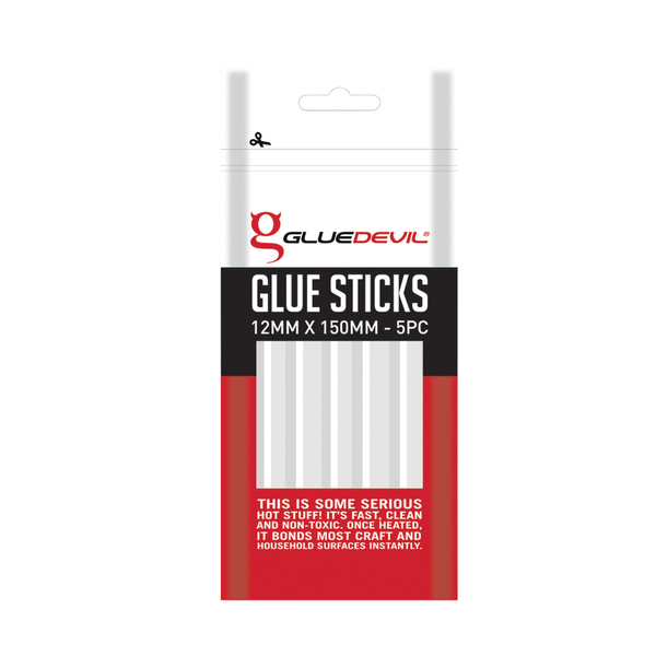 Glue Devil 12mm x 150mm Standard Size Glue Sticks (5 Sticks)