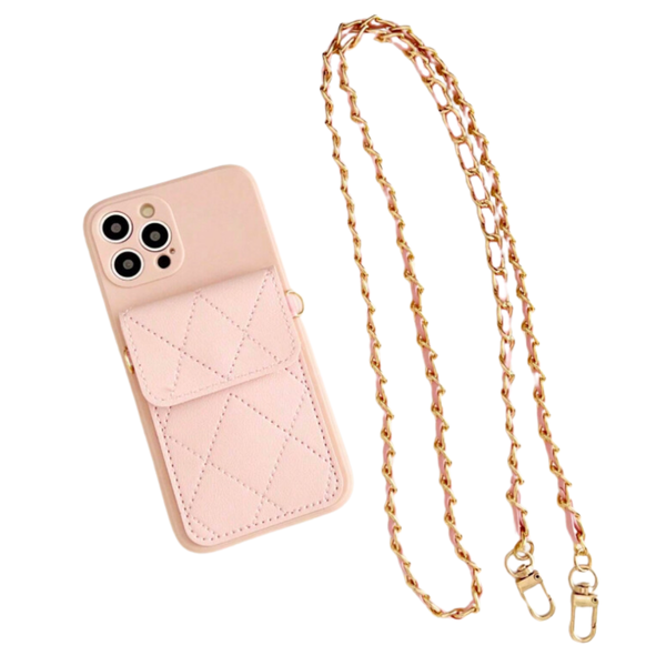 Back Quilted pocket phone cover with Chain Across the body strap