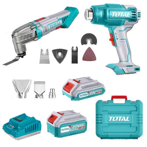 Total Tools- Cordless Multi-Tool with Heat Gun, 2Ah &amp; 4Ah Battery &amp; Charger