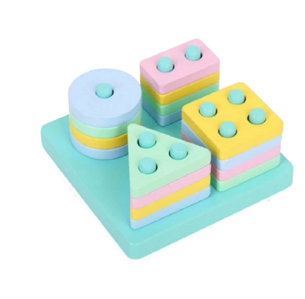 Geometric Pastel Stacking Shapes Board