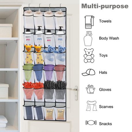 Hanging Shoe Organizers, 24 Large Mesh Pockets Over The Door Shoe