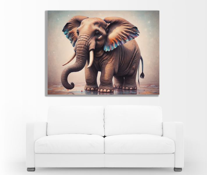 0162 Abstract Baby Elephant Canvas Wall Art