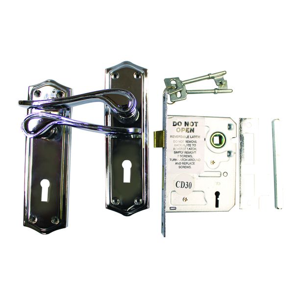Door Handles and 3 Lever Locksets CHROME PLATED