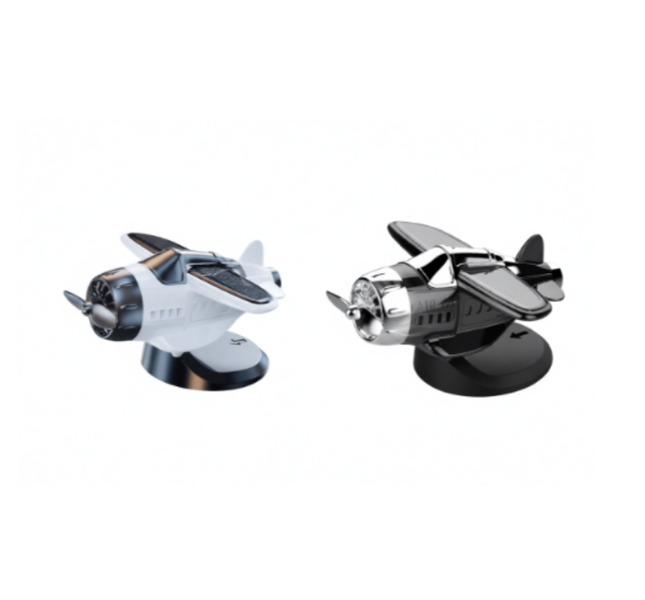 Solar-Powered Rotating Airplane Car Ornament