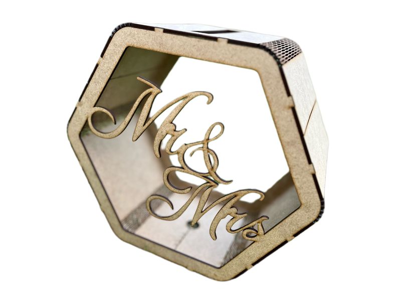 Mr &amp; Mrs Hexagon Wedding Post box envelope cards gift rustic decor