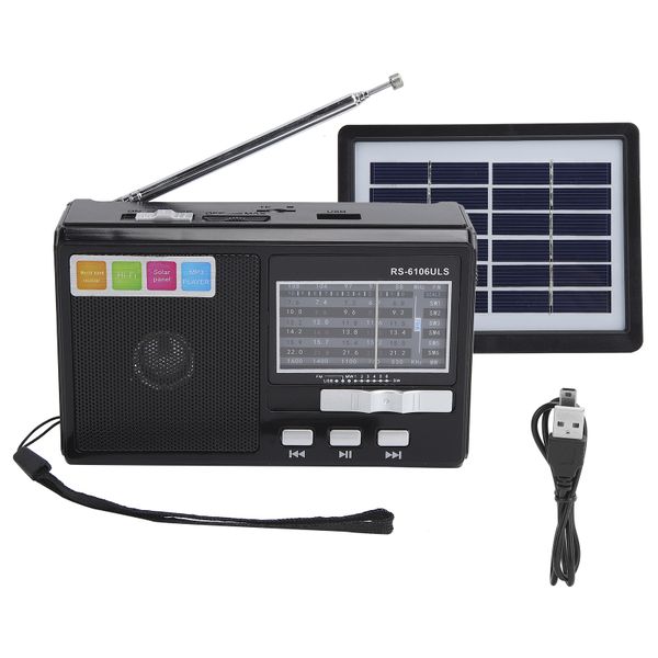 Solar Charging Radio with Emergency LED Flashlight Support for U Disk