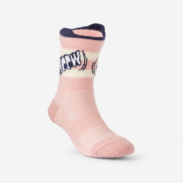 Decathlon Kids' Non-Slip Mid-High Socks 600 - Pink With Pattern