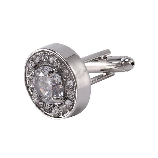 1 Pair Diamond Cufflinks Womens Mens Wedding Cufflinks Gift (White)