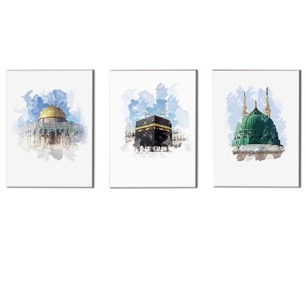 Canvas-Art-3 Islamic Holy Mosque Caligraphy Religious Wall Art